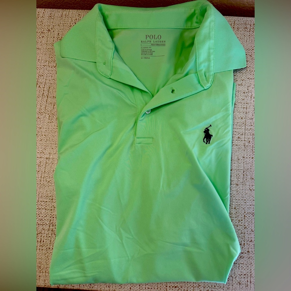 Mens RLP SZ Medium Performance Short Sleeve Polo. Bright Green. - Picture 3 of 3